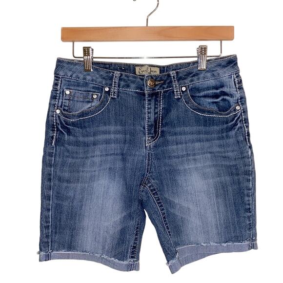 Earl Jeans Distressed Western Cutoff Stretch Denim Shorts Size 6 - Picture 1 of 7